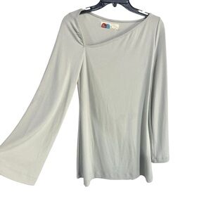 Free People FP Beach Sage Gray Long Sleeve Asymmetric Neck Tunic Size Small NWOT